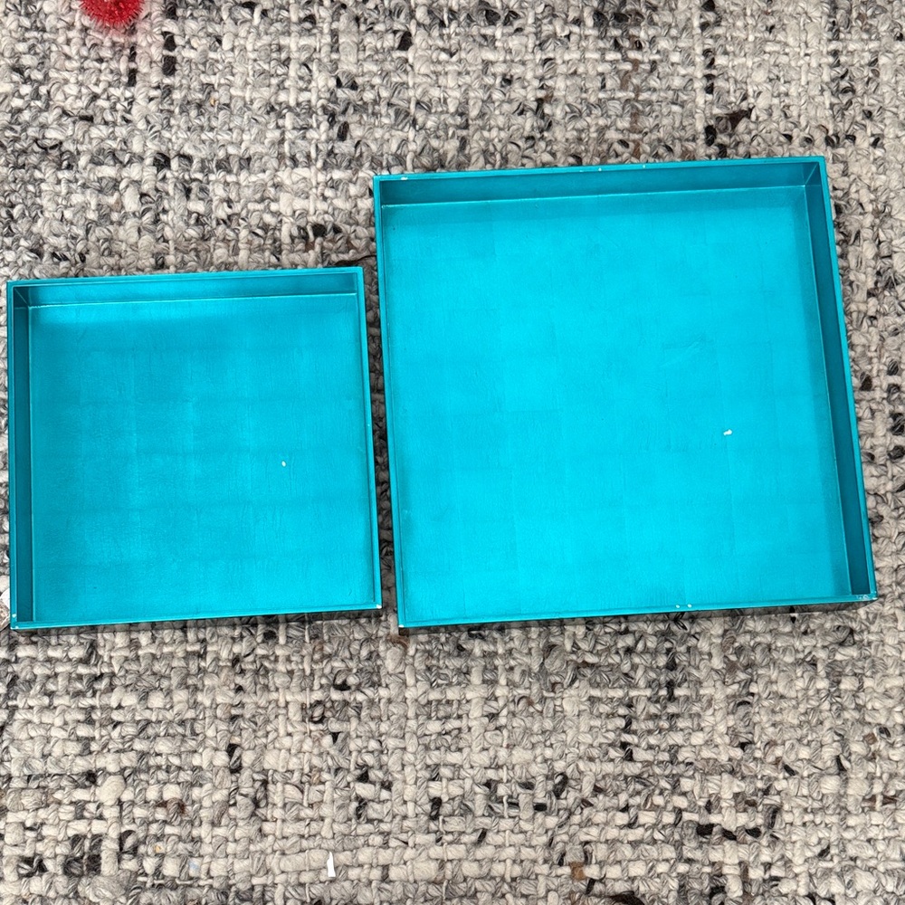Teal decorative trays- 12x12 and 16x16
